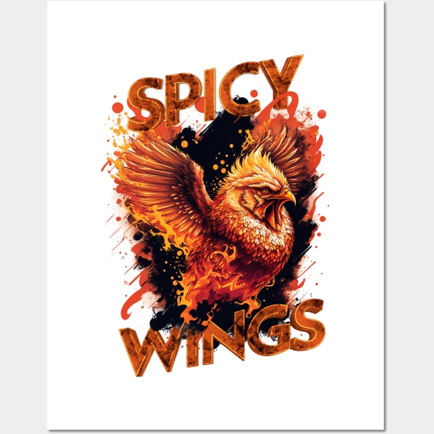 SPICY WINGS (WHITE SHIRT) Wall Art by TreemanMorse